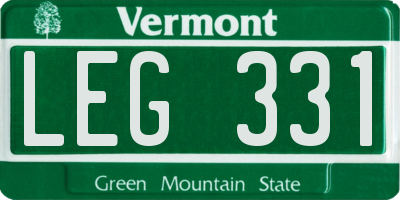 VT license plate LEG331