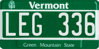 VT license plate LEG336