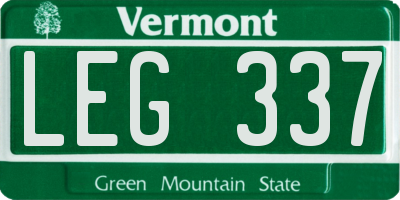 VT license plate LEG337