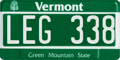 VT license plate LEG338