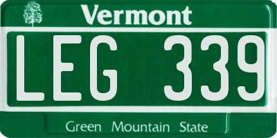 VT license plate LEG339