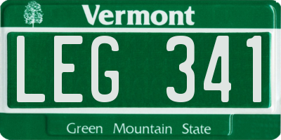 VT license plate LEG341