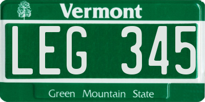 VT license plate LEG345