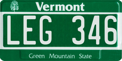 VT license plate LEG346