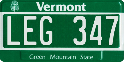 VT license plate LEG347