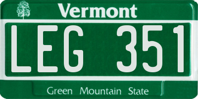 VT license plate LEG351