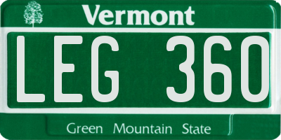 VT license plate LEG360