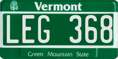 VT license plate LEG368