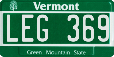 VT license plate LEG369