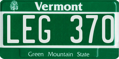 VT license plate LEG370