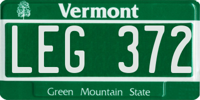 VT license plate LEG372