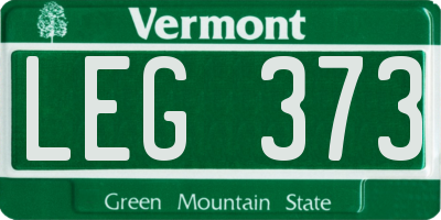 VT license plate LEG373