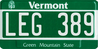VT license plate LEG389