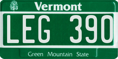 VT license plate LEG390