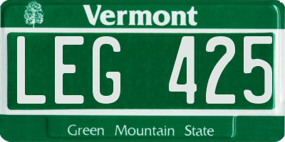VT license plate LEG425