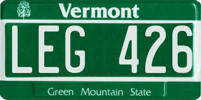 VT license plate LEG426