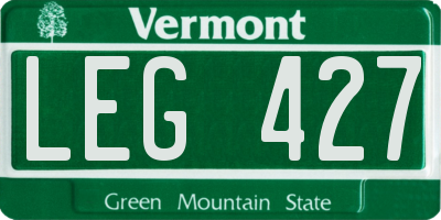 VT license plate LEG427