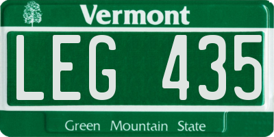 VT license plate LEG435