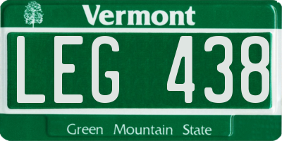 VT license plate LEG438