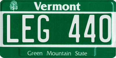 VT license plate LEG440
