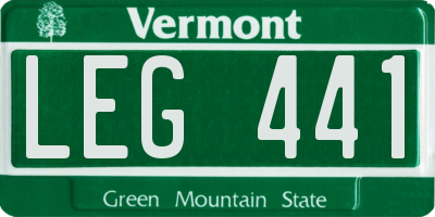 VT license plate LEG441
