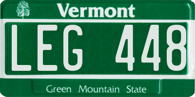 VT license plate LEG448