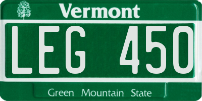 VT license plate LEG450