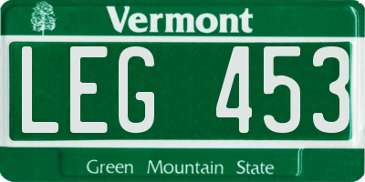 VT license plate LEG453