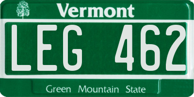 VT license plate LEG462