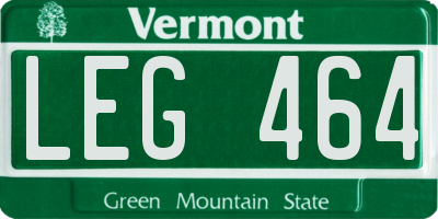 VT license plate LEG464