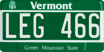 VT license plate LEG466