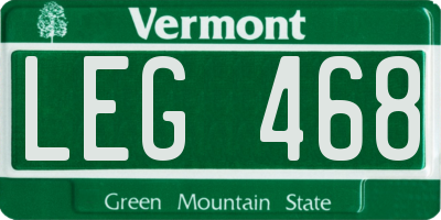 VT license plate LEG468