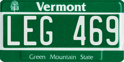 VT license plate LEG469