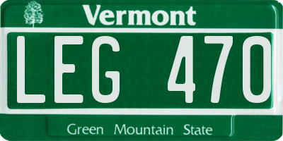 VT license plate LEG470