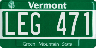 VT license plate LEG471