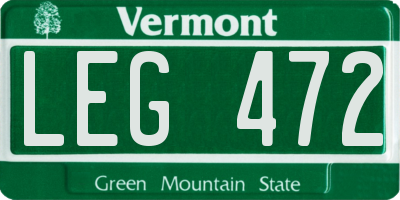 VT license plate LEG472