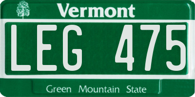 VT license plate LEG475