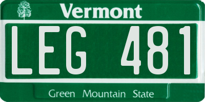 VT license plate LEG481