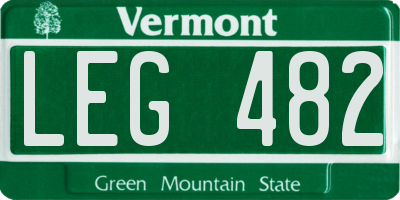 VT license plate LEG482