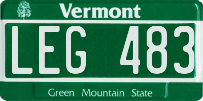 VT license plate LEG483
