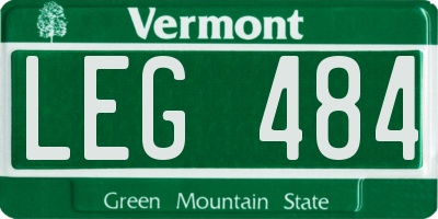 VT license plate LEG484