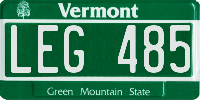 VT license plate LEG485