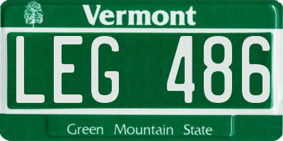 VT license plate LEG486