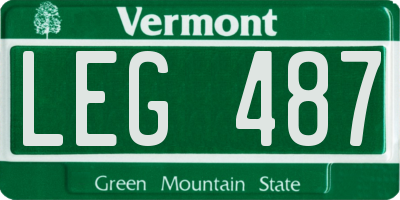 VT license plate LEG487