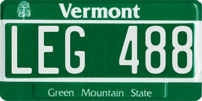 VT license plate LEG488