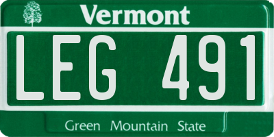 VT license plate LEG491