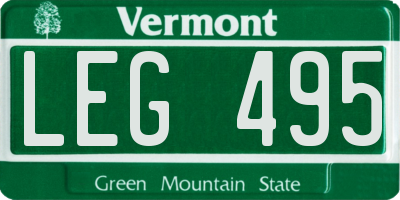 VT license plate LEG495