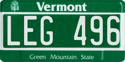 VT license plate LEG496