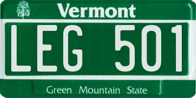 VT license plate LEG501
