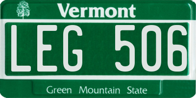VT license plate LEG506